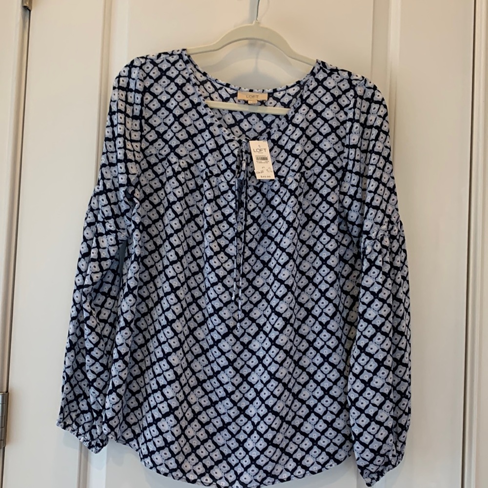 Loft Navy Blouse- small NWT